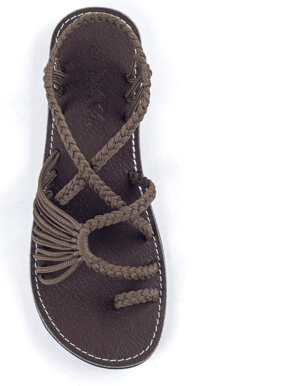 Water-Resistant Taupe Flat Sandals with Herringbone Design - Travel Essential